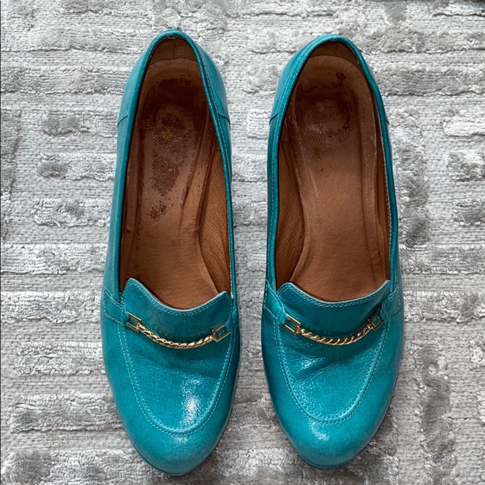 Anthropologie Lucky Penny loafers style heals 7.5